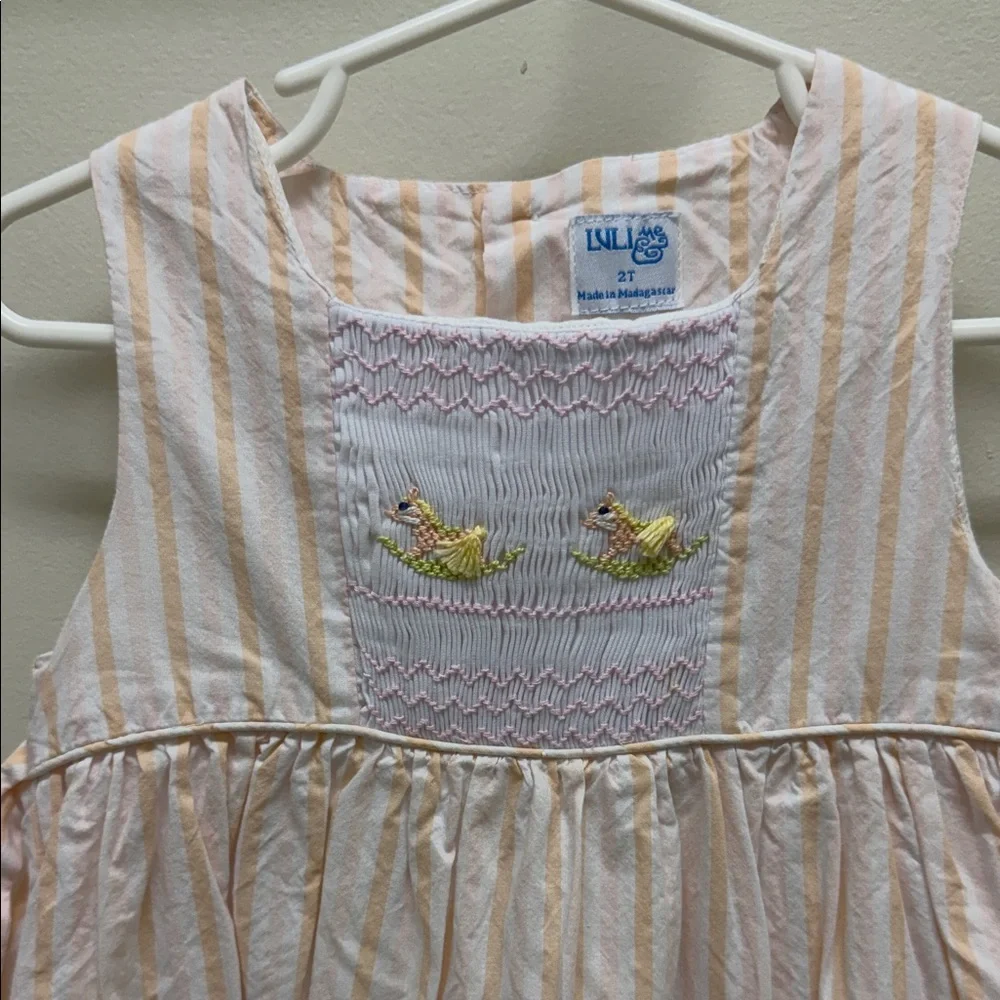 Luli & Me Pink and White Striped Casual Dress - Picture 2 of 3